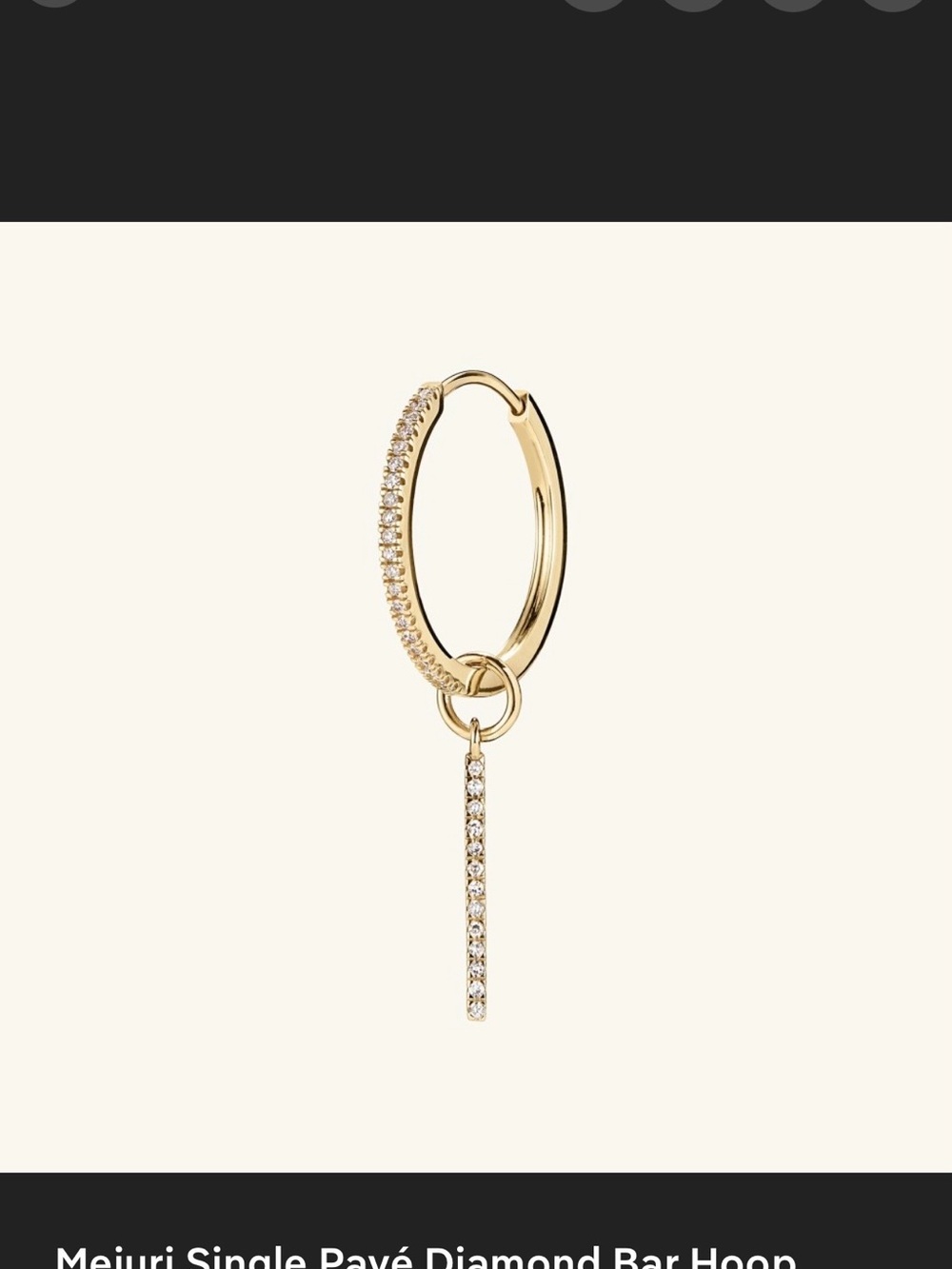 Mejuri Gold Pavé Bar Hoop Earring with Dangling Bar